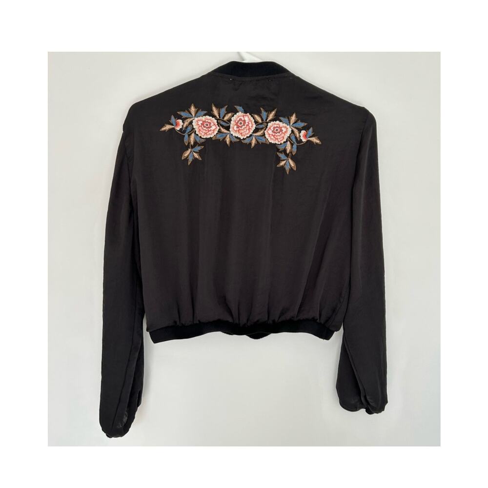 Zara Black silky top with embroidery, size M